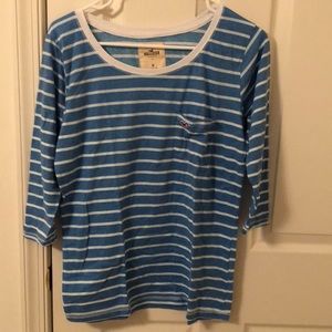 NEVER WORN Hollister Lt Blue White Striped Shirt
